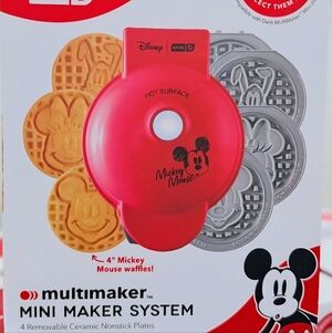 NWT Disney Dash Mickey & Friends MultiMaker Mini Maker System Waffle Maker